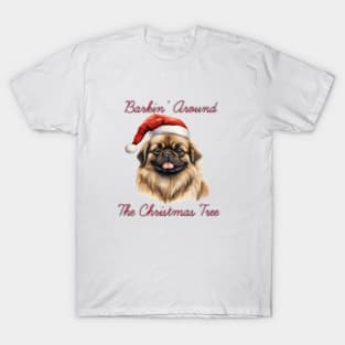 Christmas Pekingese Dog in Santa Hat T-Shirt